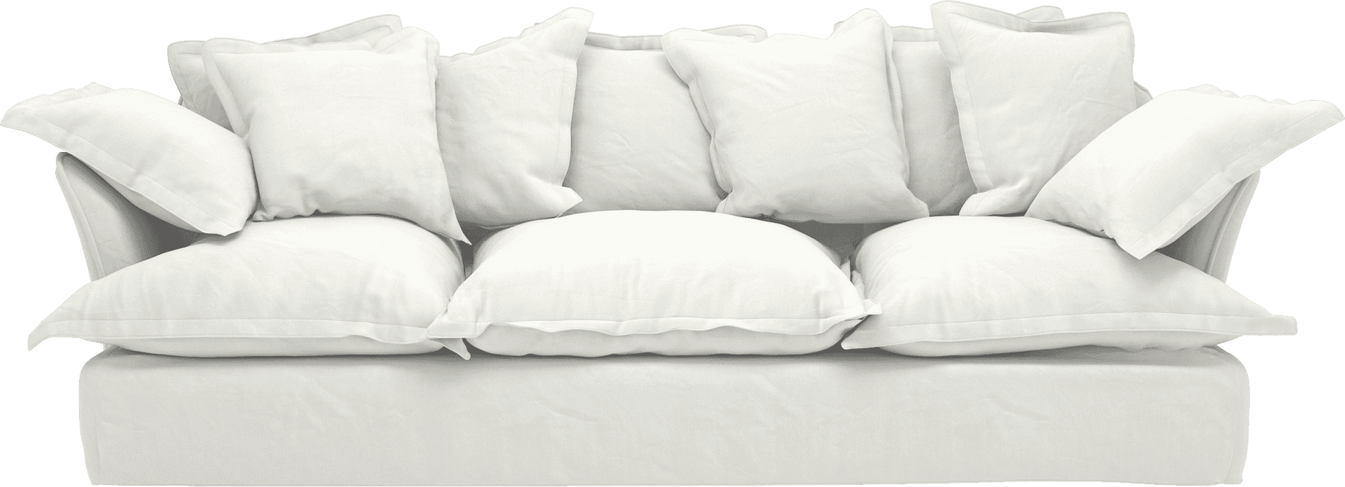 White Plush Cushioned Sofa PNG image