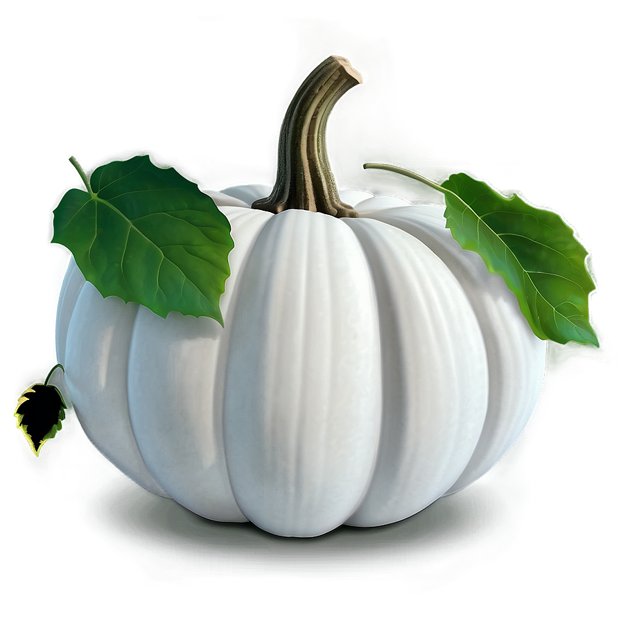 White Pumpkin With Leaves Png 37 PNG image