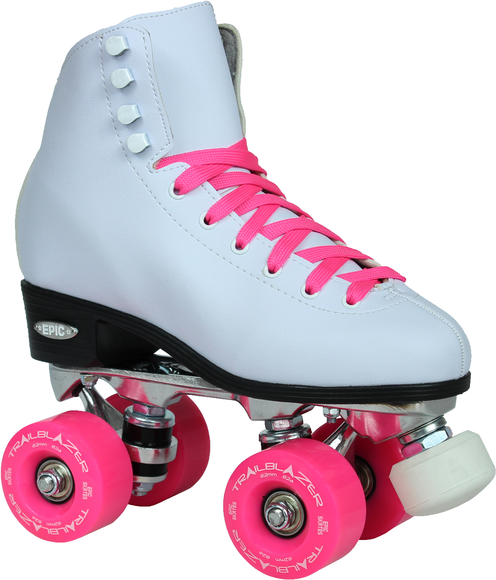 White Quad Skatewith Pink Wheelsand Laces PNG image