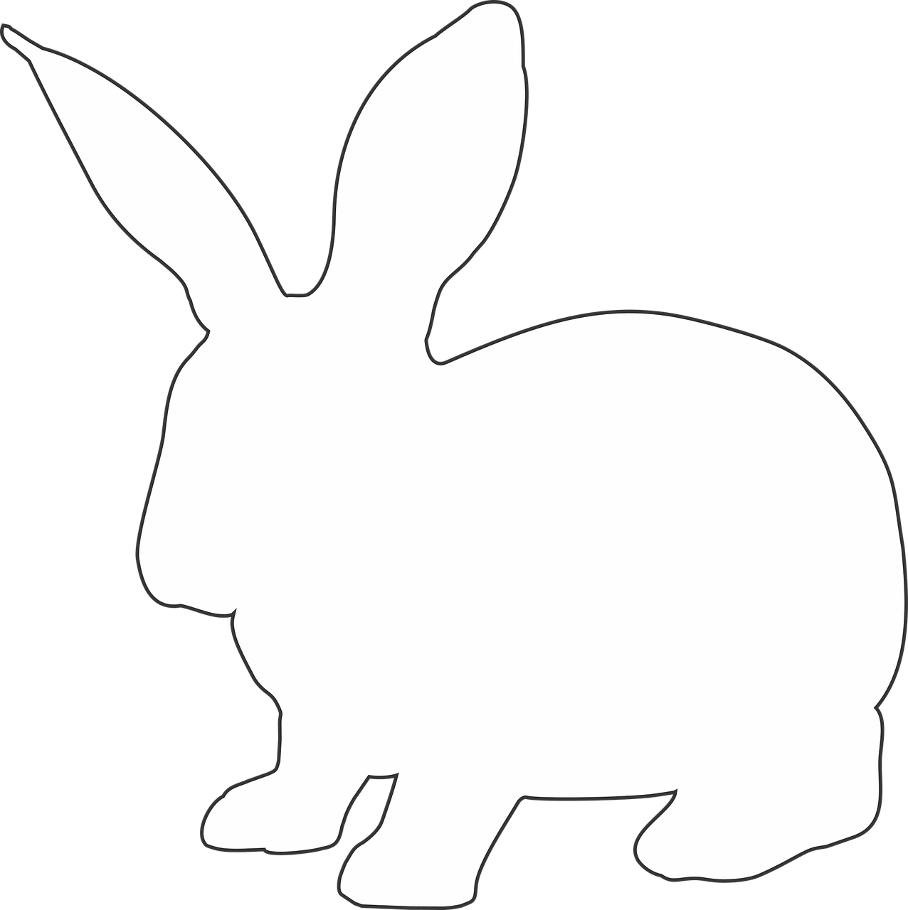 White Rabbit Silhouette Graphic PNG image
