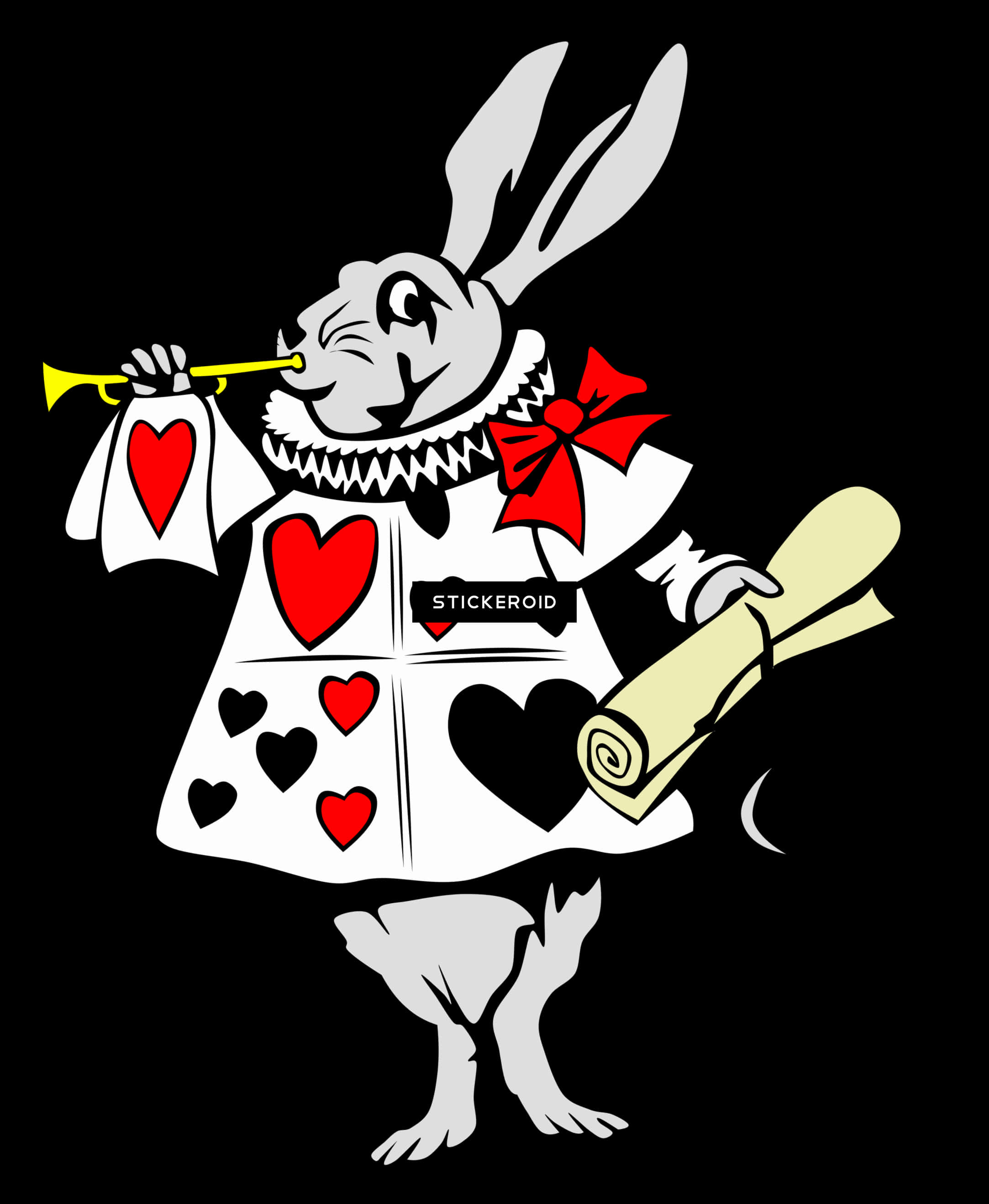 White Rabbit Trumpet Scroll Alice In Wonderland PNG image