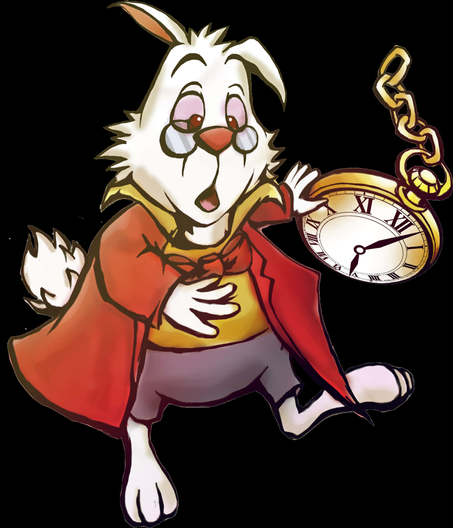 White Rabbit With Pocket Watch Alice In Wonderland PNG image