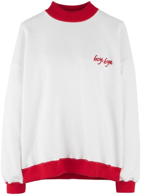 White Red Sweatshirt Boy Bye Embroidery PNG image