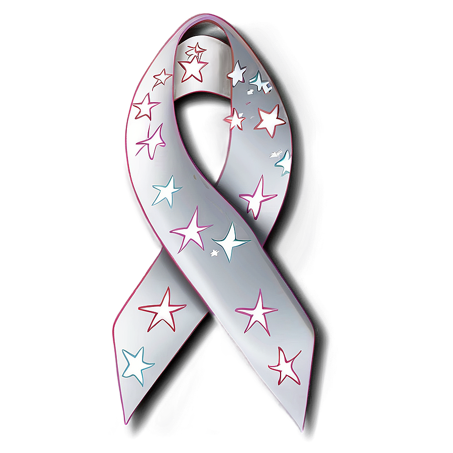 White Ribbon With Stars Png 06122024 PNG image