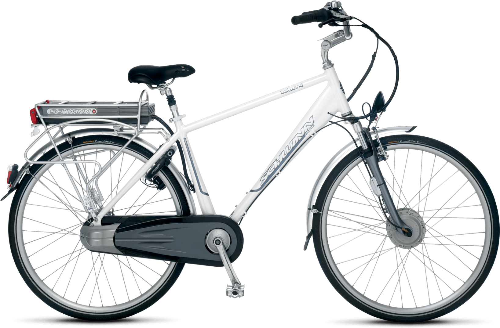 White Schwinn Electric Bicycle PNG image