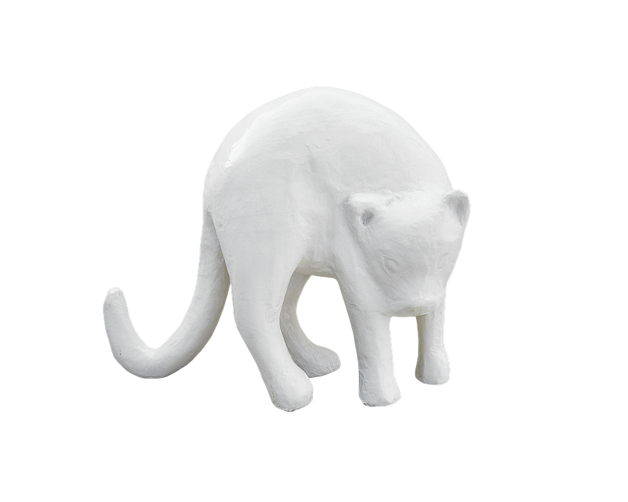 White Sculpture Catwith Elephant Features.png PNG image
