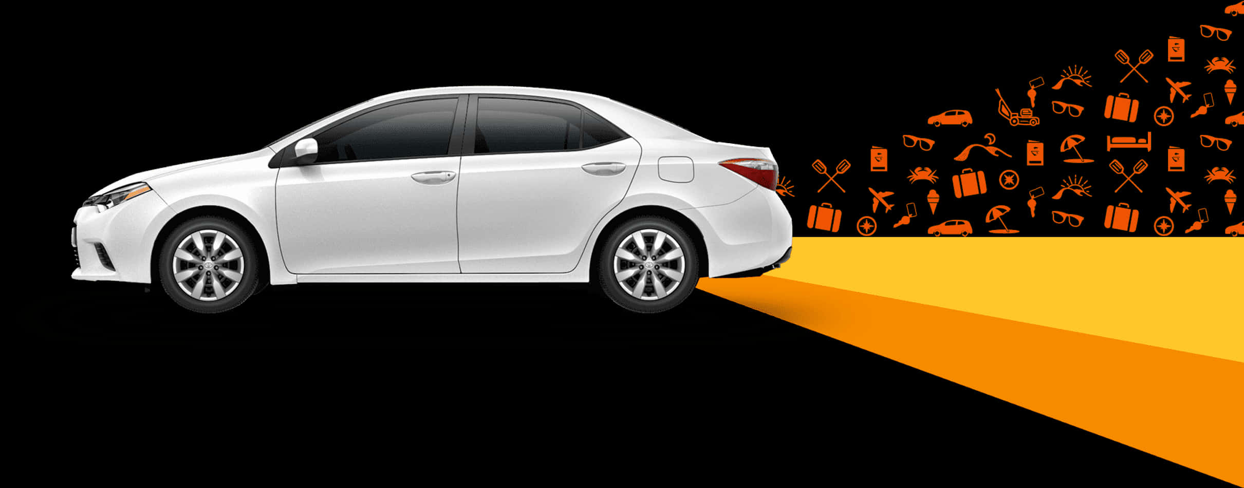 White Sedan Car Side Viewon Abstract Background.jpg PNG image