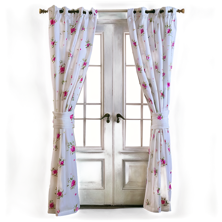 White Shabby Chic Curtains Png Hgl78 PNG image