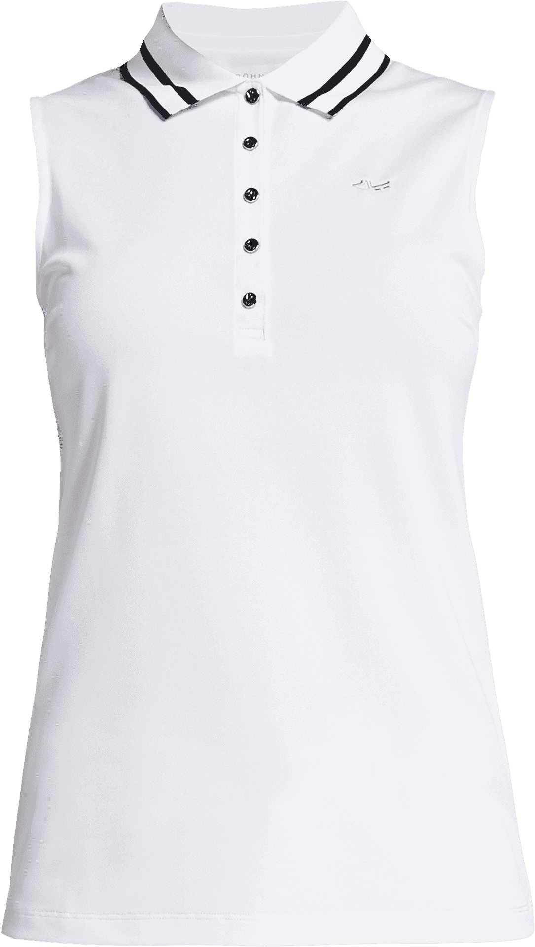 White Sleeveless Polo Shirtwith Black Trim PNG image