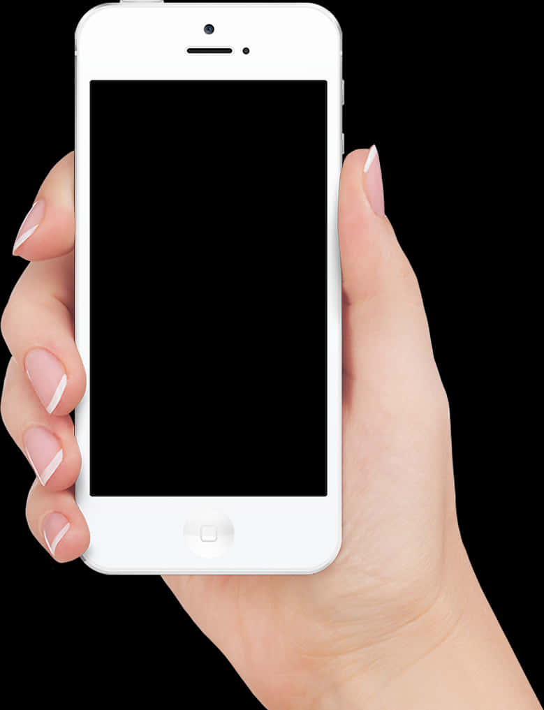 White Smartphonein Hand Isolated PNG image