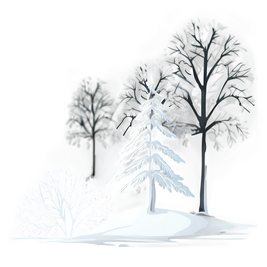 White Snowy Tree Landscape Png Ajr PNG image