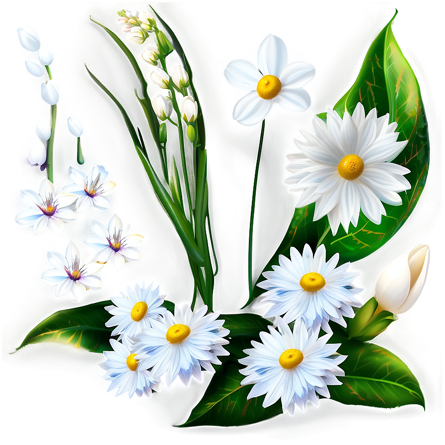 White Spring Flowers Png 05242024 PNG image