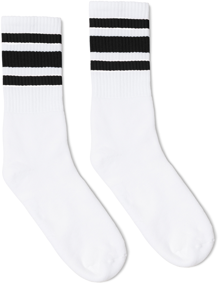 White Striped Crew Socks PNG image