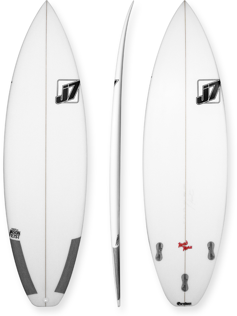 White Surfboard Triple Fin Setup PNG image