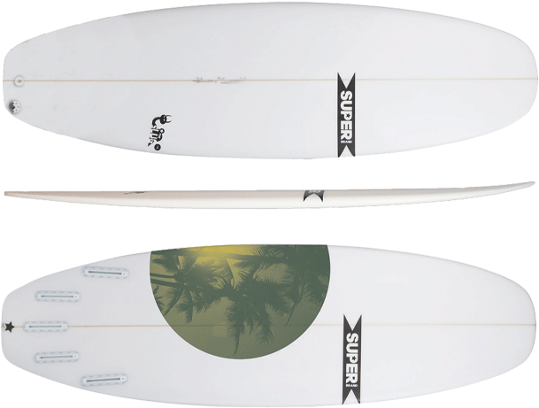 White Surfboardwith Palm Tree Design PNG image