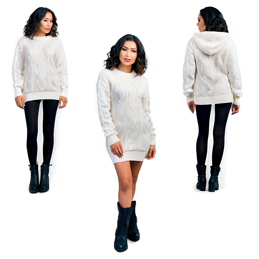 White Sweater Dress Coziness Png 98 PNG image