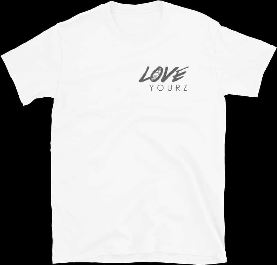 White T Shirt Love Yourz Graphic PNG image