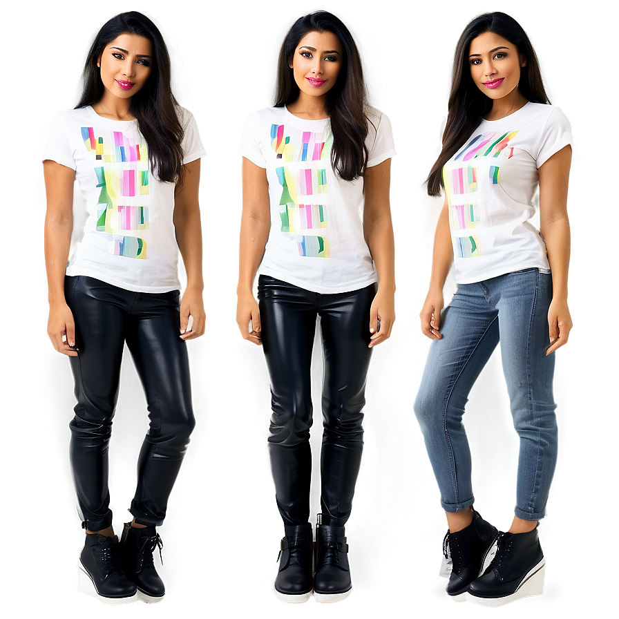 White T-shirt Outfit Idea Png Rxc PNG image