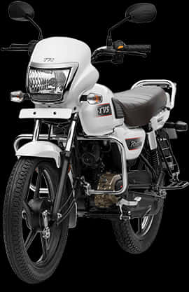 White T V S Motorcycle Studio Shot PNG image