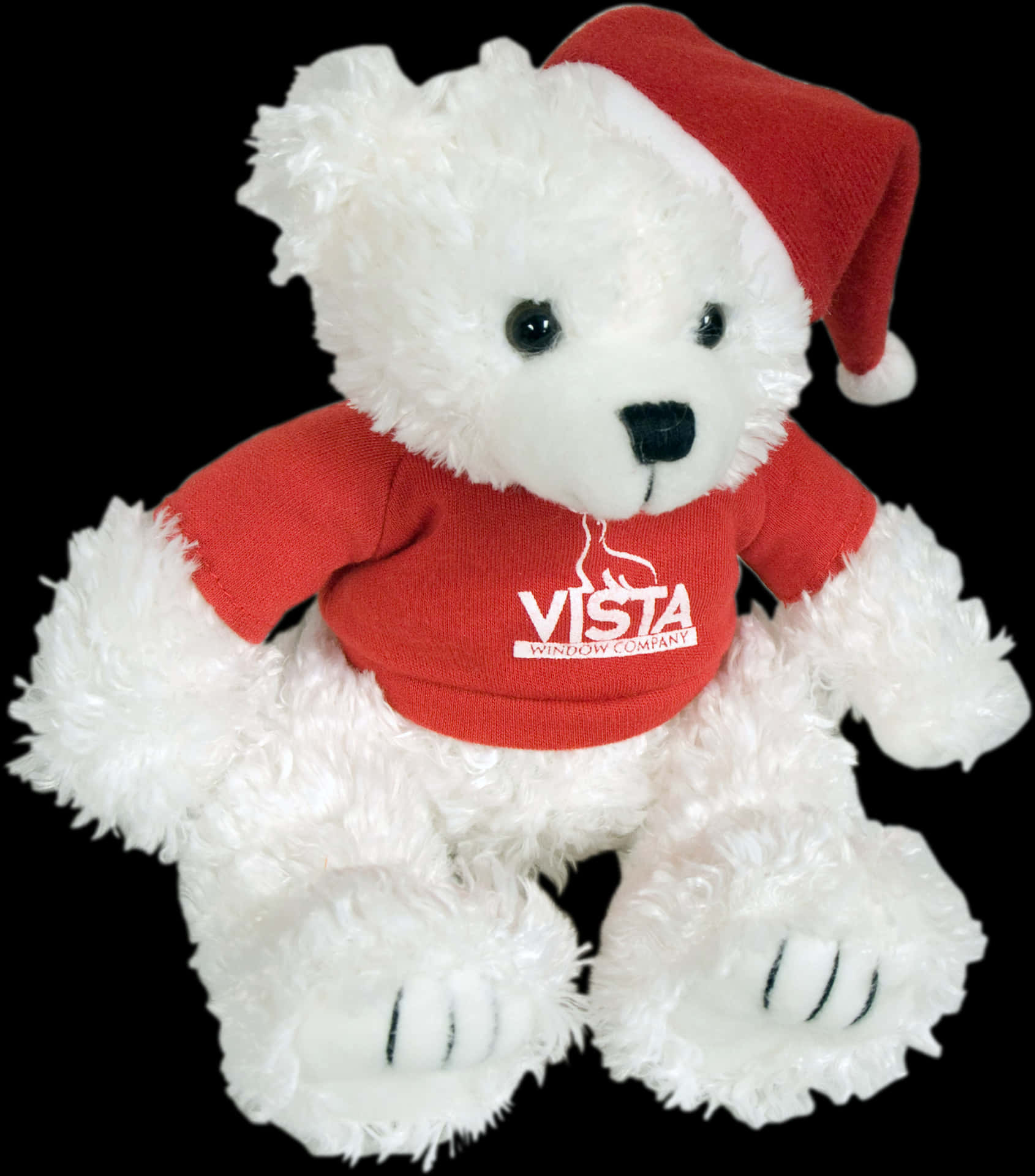 White Teddy Bear Red Shirt Santa Hat PNG image