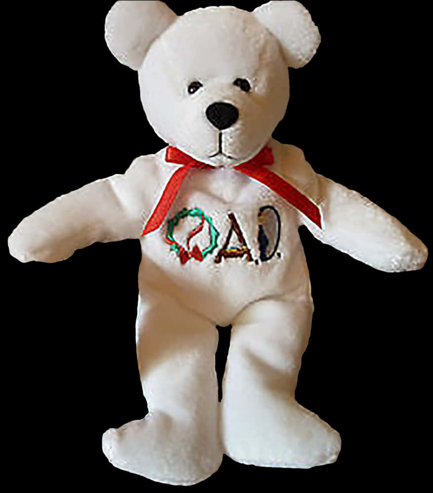 White Teddy Bear With Dad Embroidery PNG image