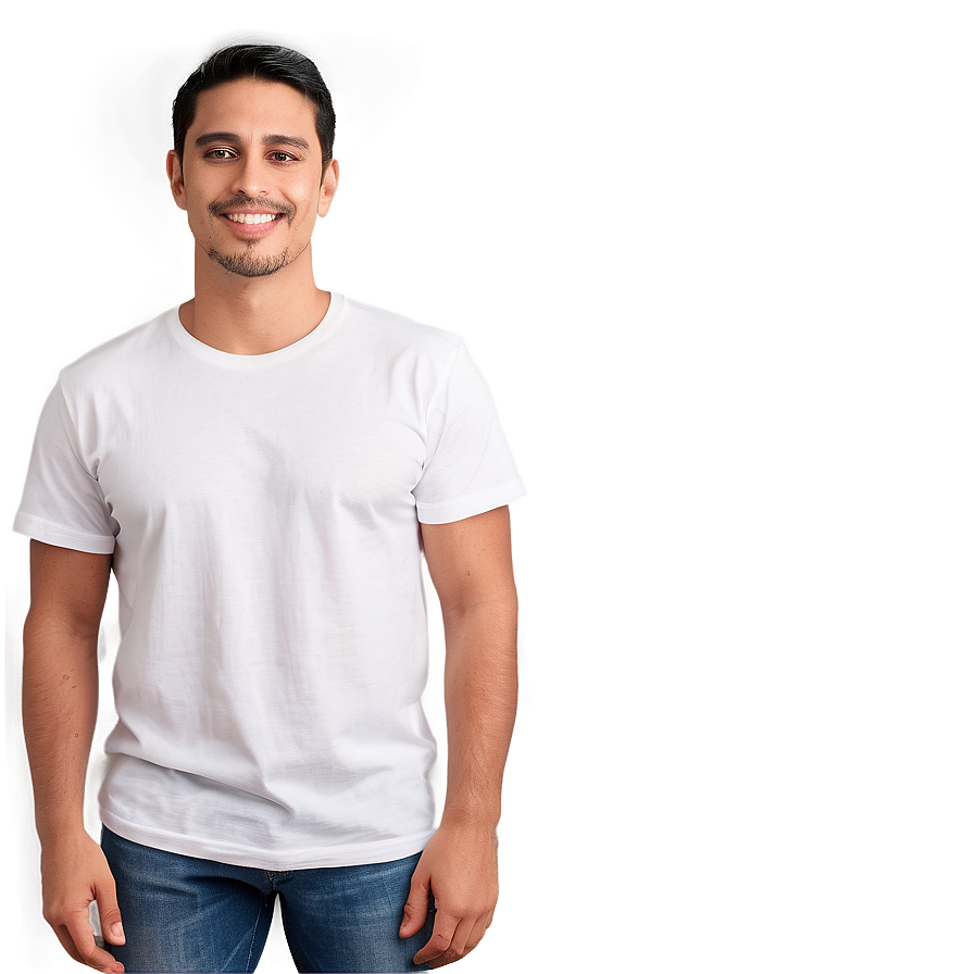 White Tee On Model Png 06272024 PNG image