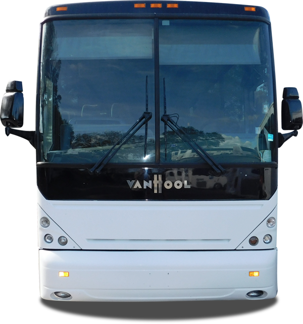 White Tour Bus Front View PNG image