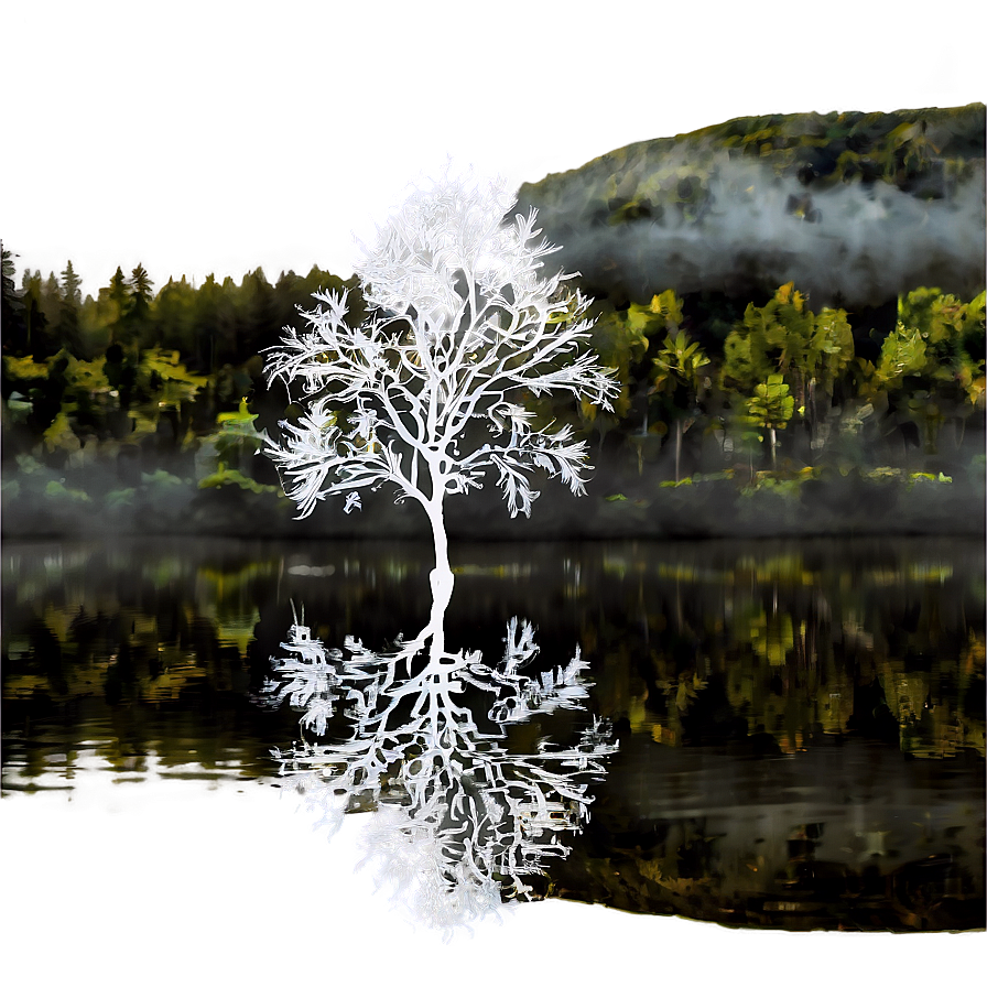 White Tree Reflection In Water Png Cho33 PNG image