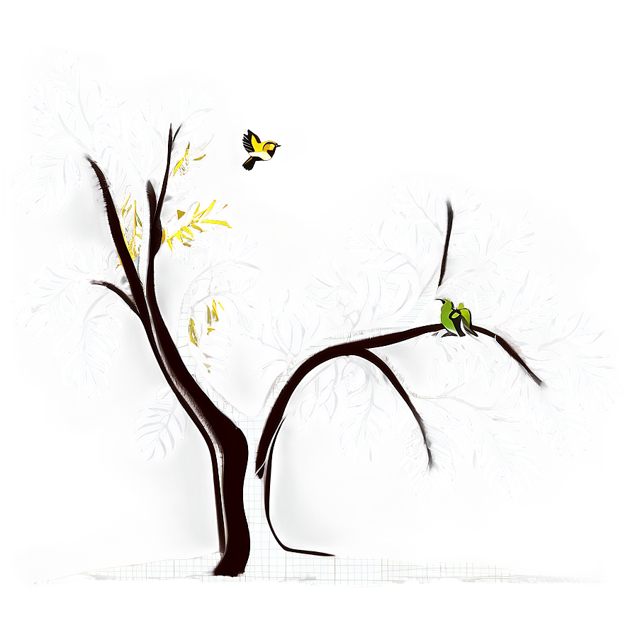 White Tree With Birds Clipart Png 48 PNG image