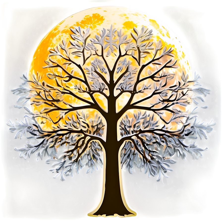 White Tree With Bright Moon Png 06252024 PNG image