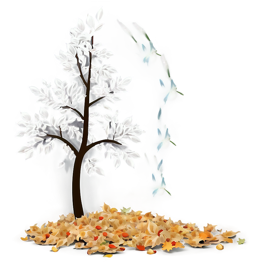 White Tree With Falling Leaves Png Cur PNG image