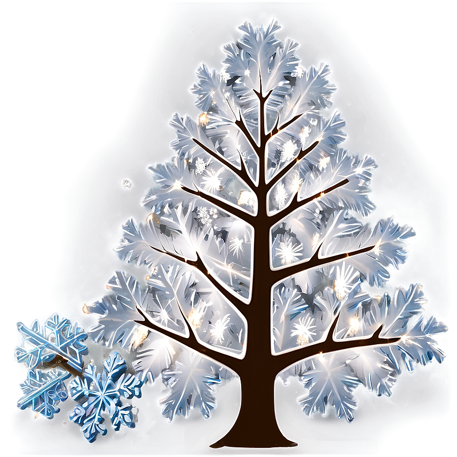 White Tree With Snowflakes Png Bgg PNG image