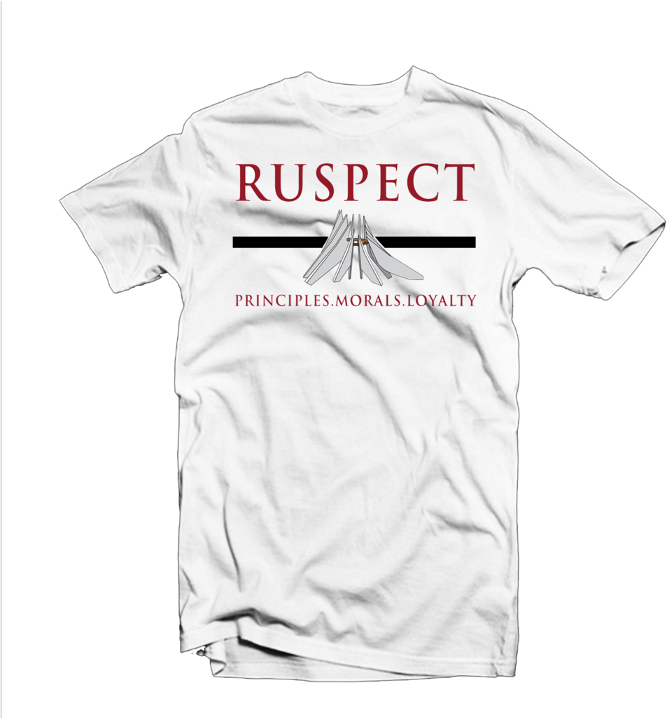 White Tshirt Ruspect Design PNG image