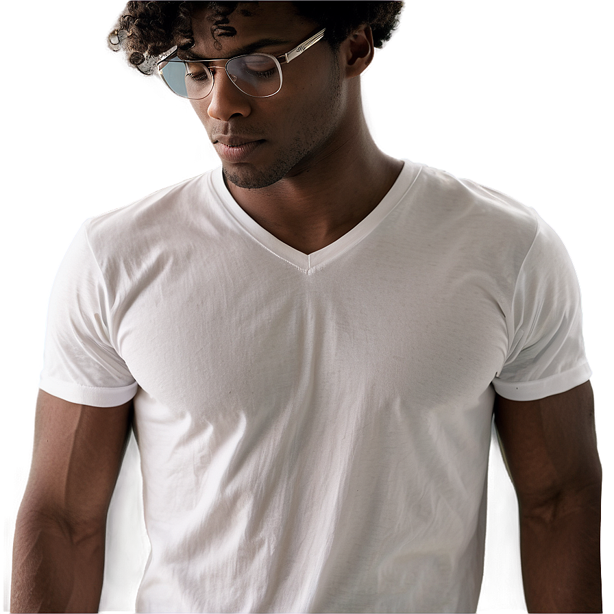 White V-neck T-shirt Png Yaa PNG image