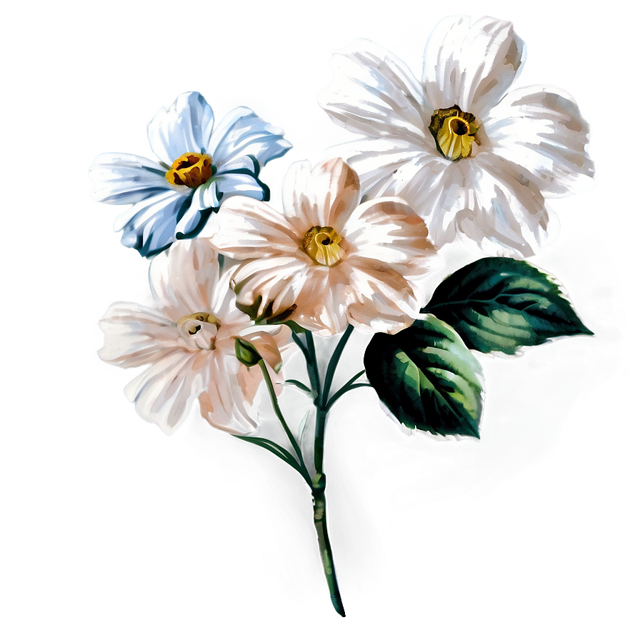 White Vintage Flower Png Kjk PNG image