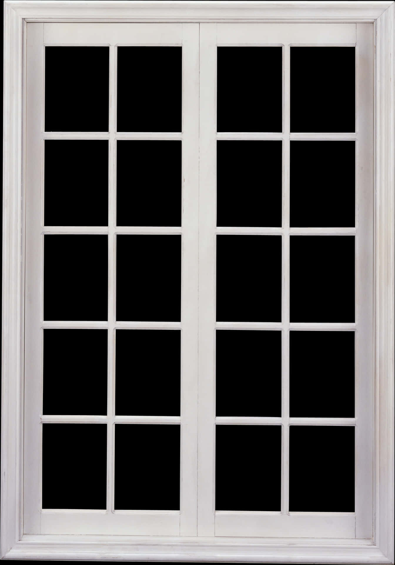 White Window Frame Black Background PNG image