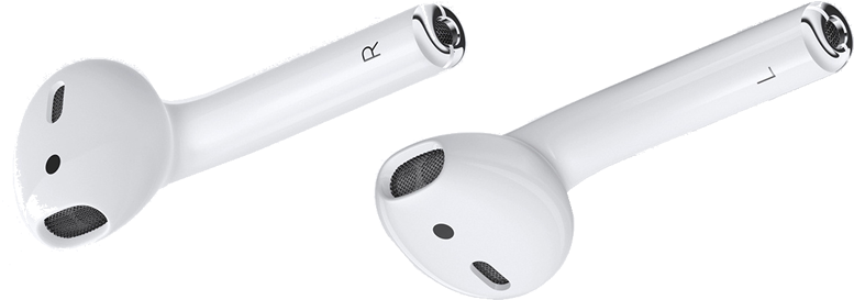 White Wireless Earbuds Floating Airpods PNG image