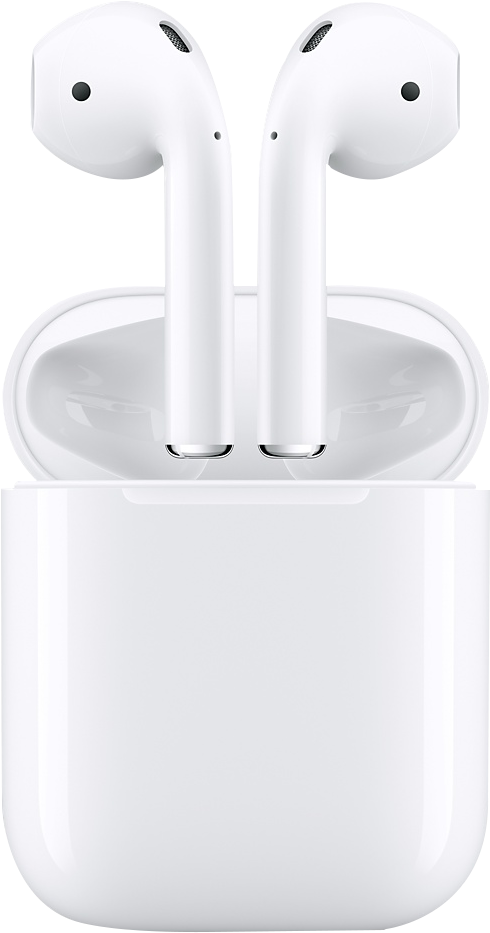 White Wireless Earbudswith Charging Case PNG image