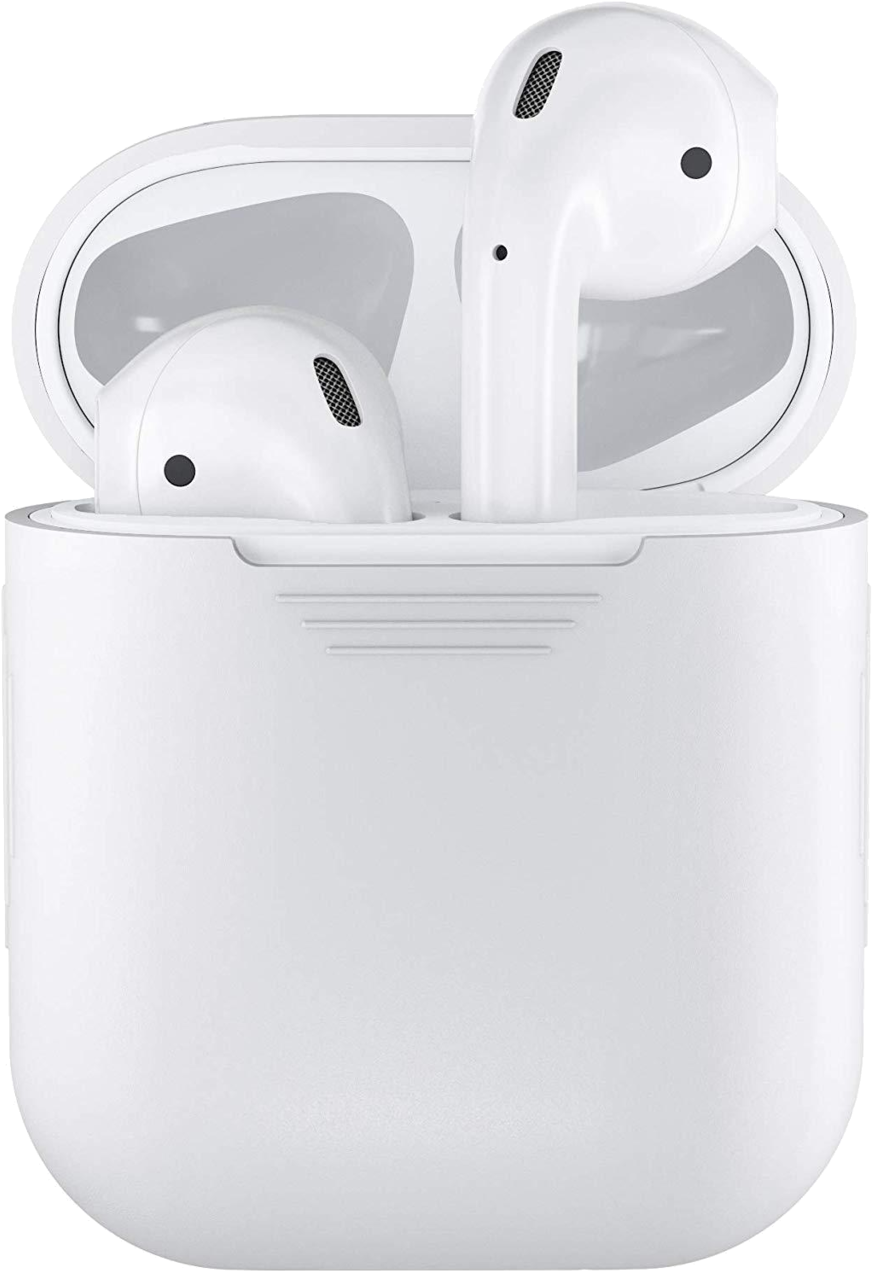 White Wireless Earbudswith Charging Case PNG image