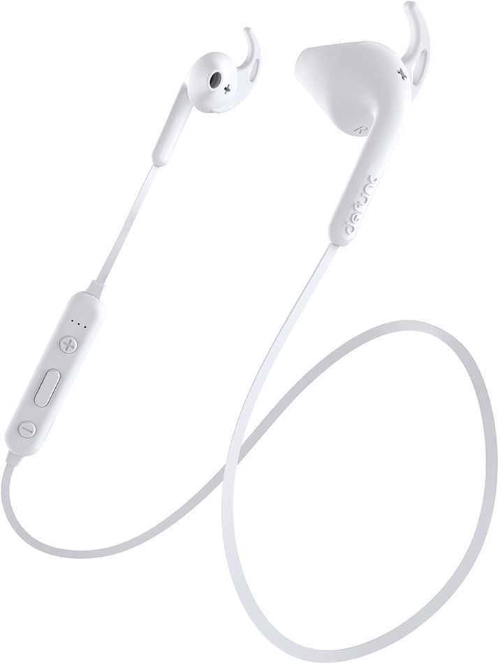 White Wireless Earbudswith Ear Hooks PNG image