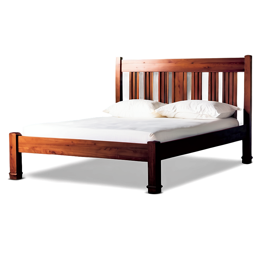 White Wooden Bed Png 06132024 PNG image