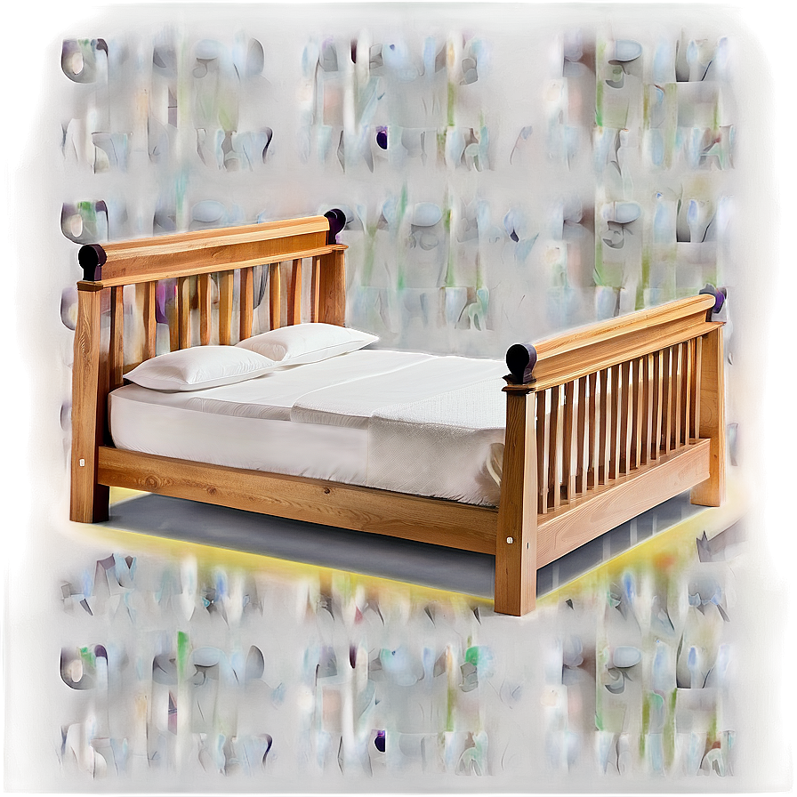 White Wooden Bed Png 06132024 PNG image