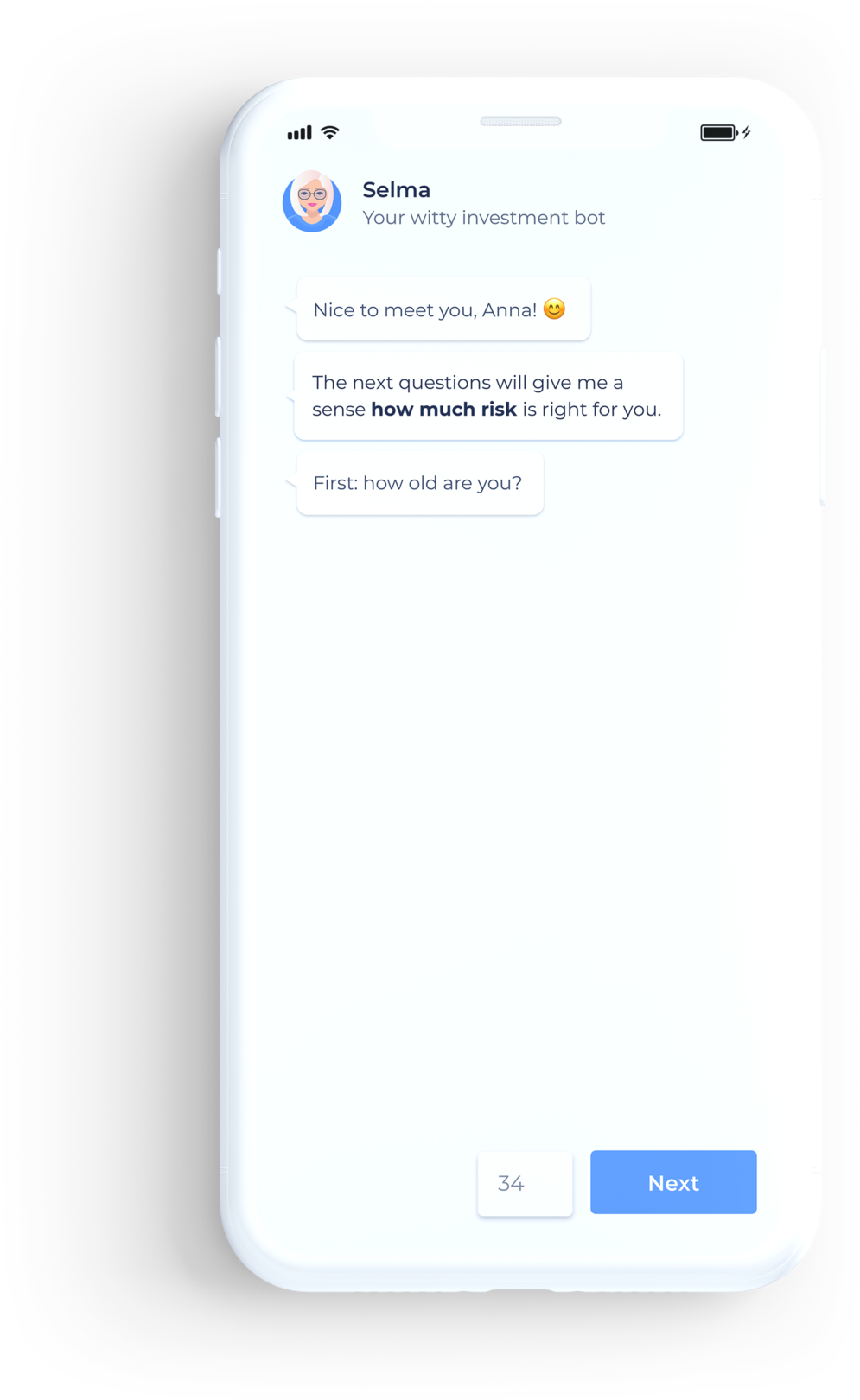 Whitei Phone Chatbot Interface PNG image