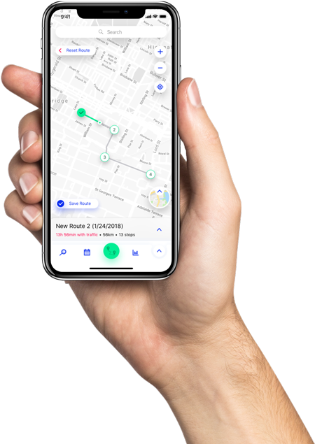 Whitei Phone Hand Map App Display PNG image