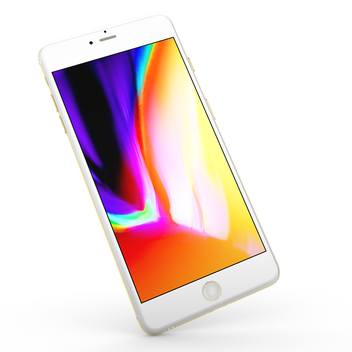 Whitei Phone Levitatingwith Colorful Display PNG image