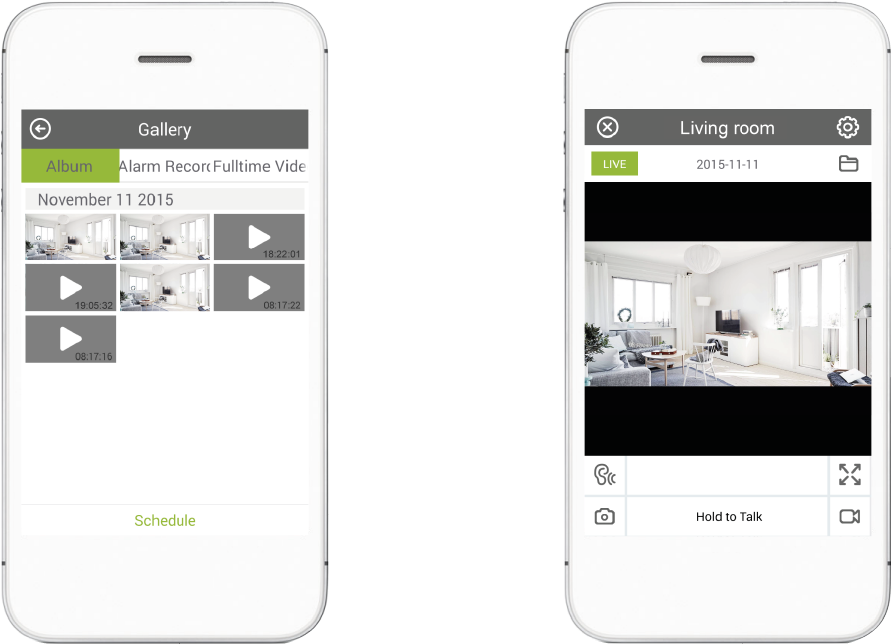 Whitei Phone Security Camera App Screens PNG image