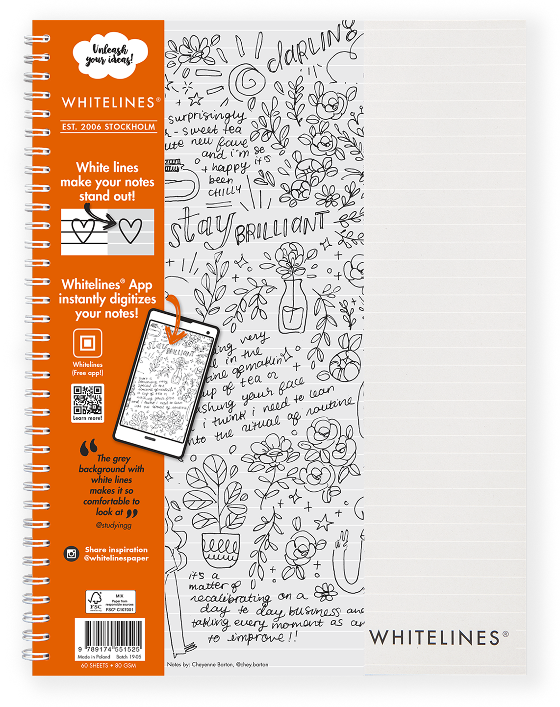 Whitelines Notebook Doodles PNG image