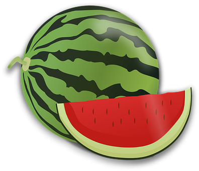 Whole Watermelonand Slice Graphic PNG image