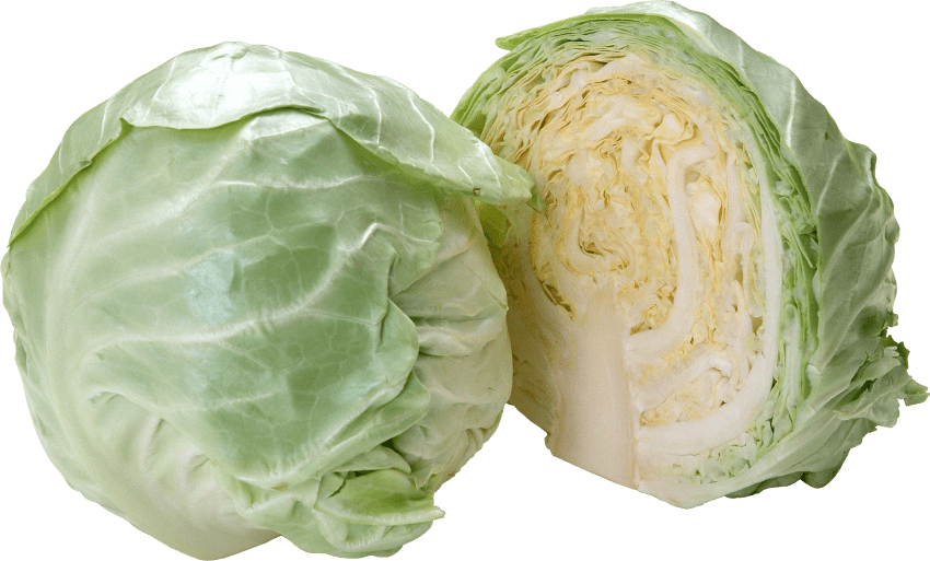 Wholeand Half Cabbage Display PNG image