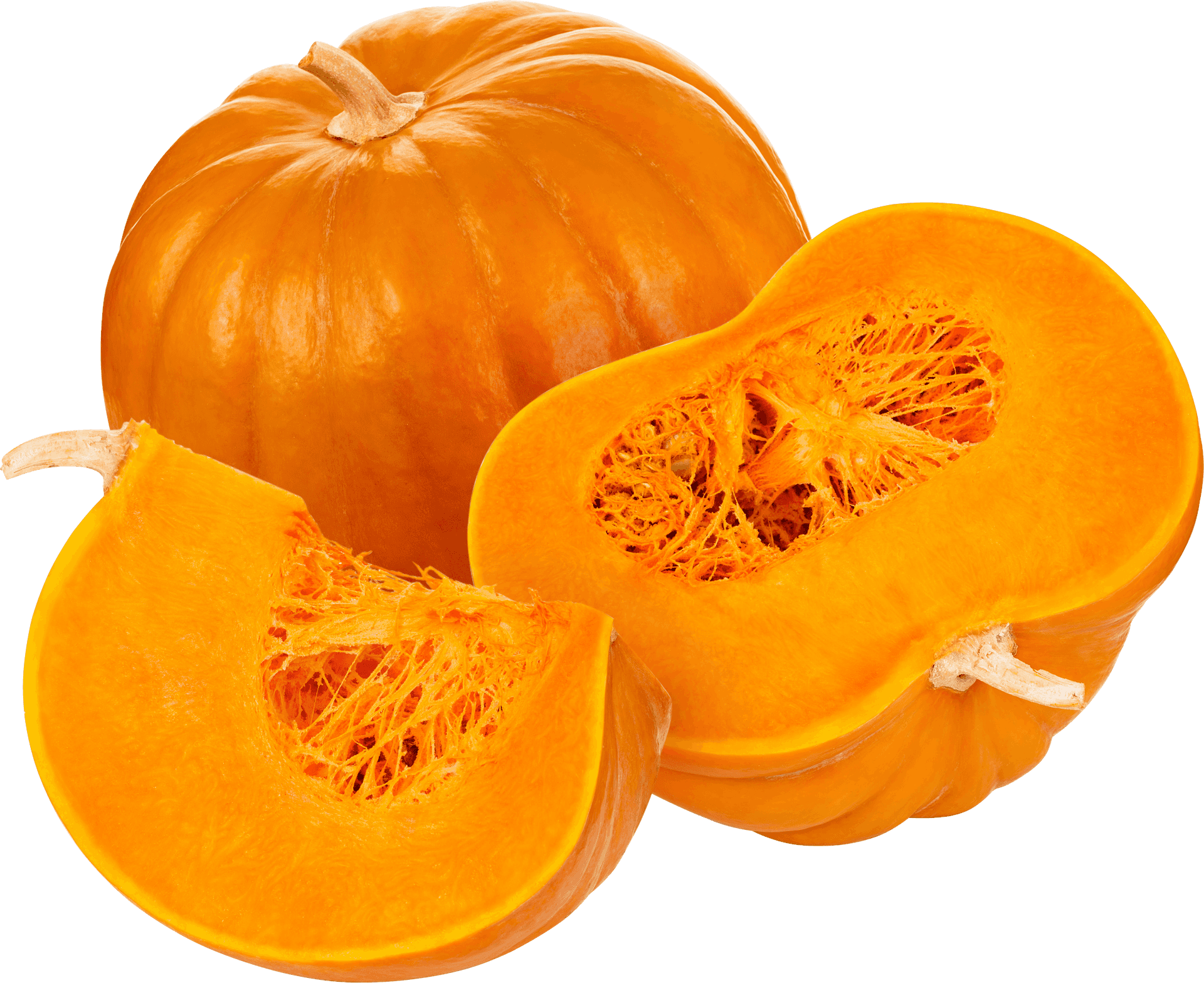 Wholeand Sliced Pumpkin Display PNG image